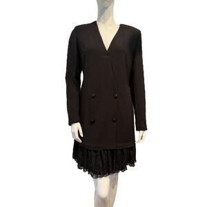 NWT The Kooples Black Jacket Dress Size (3) Large Lace Hem Blazer Style